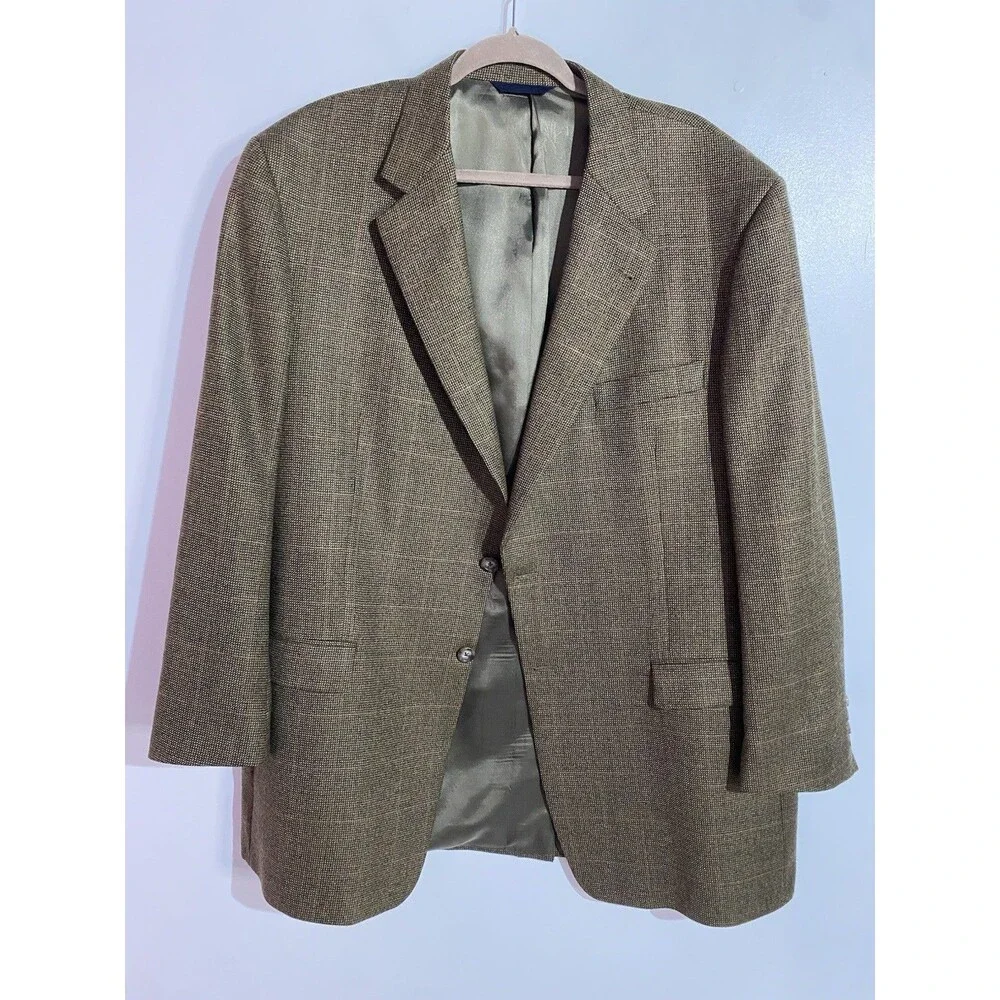 Burberry Blazer‎ Mens 46L Burberry Blue Wool Windowpane Corpcore Office Business